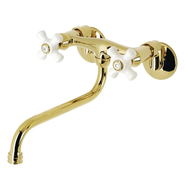 Kingston Brass KS615PB Two-Handle Wall Mount Bathroom Faucet, Polished Brass KS615PB - main